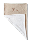 Couverture Douillette Beige et Blanc personnalisée brodé personnalisé au prénom de bébé — Edenelle Cr