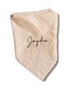 Lange gaze de coton - Beige brodé personnalisé au prénom de bébé — Edenelle Création