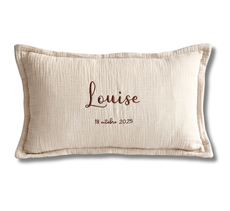 Coussin gaze de coton personnalisé - Naturel