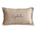 Coussin gaze de coton personnalisé - Beige brodé personnalisé au prénom de bébé — Edenelle Création