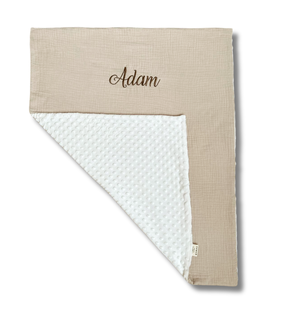 Couverture Douceur Beige personnalisée brodé personnalisé au prénom de bébé — Edenelle Création