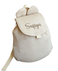 Sac à dos personnalisé - Beige brodé personnalisé au prénom de bébé — Edenelle Création