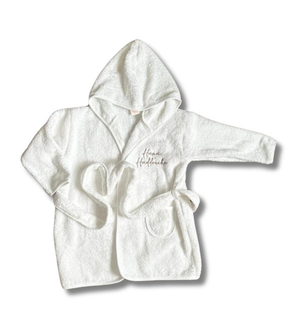 Peignoir 1-2ans personnalisé - Eponge blanc