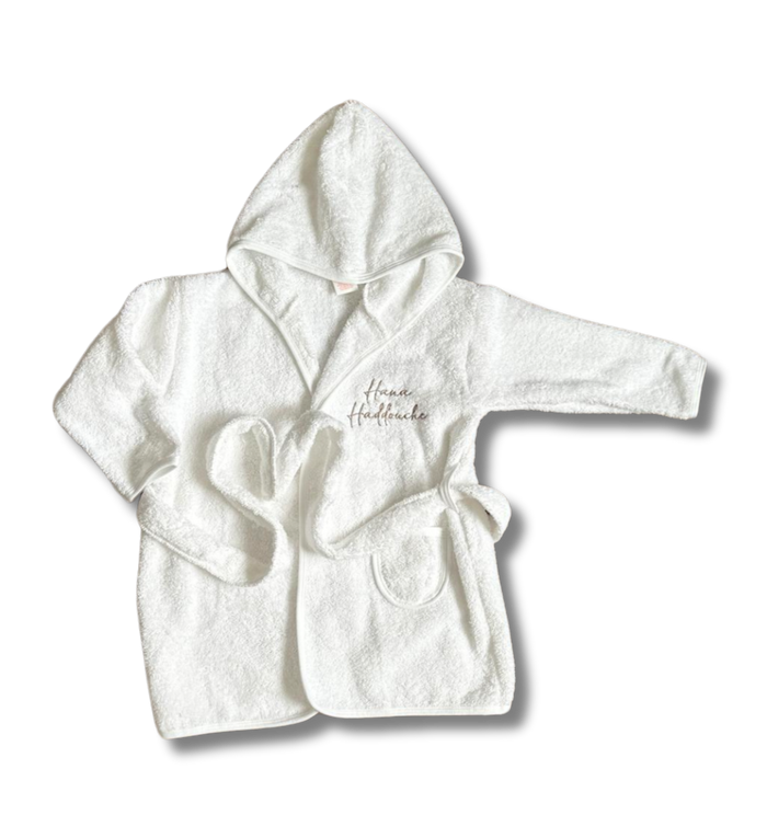 Peignoir 1-2ans personnalisé - Eponge blanc