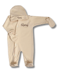 Tenue de naissance 3pcs personnalisée - Coton beige brodé personnalisé au prénom de bébé — Edenelle Cr
