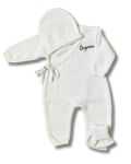Tenue maille coton 3 pcs personnalisée - Blanc brodé personnalisé au prénom de bébé — Edenelle Créatio