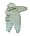 Tenue de naissance 3pcs personnalisée - Velours vert sauge brodé personnalisé au prénom de bébé — Eden