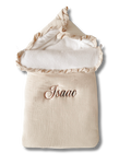 Chancelière polaire beige clair personnalisée brodé personnalisé au prénom de bébé — Edenelle Créatio