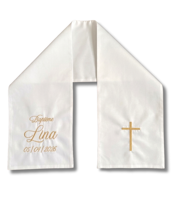 Echarpe de baptême personnalisée - coton