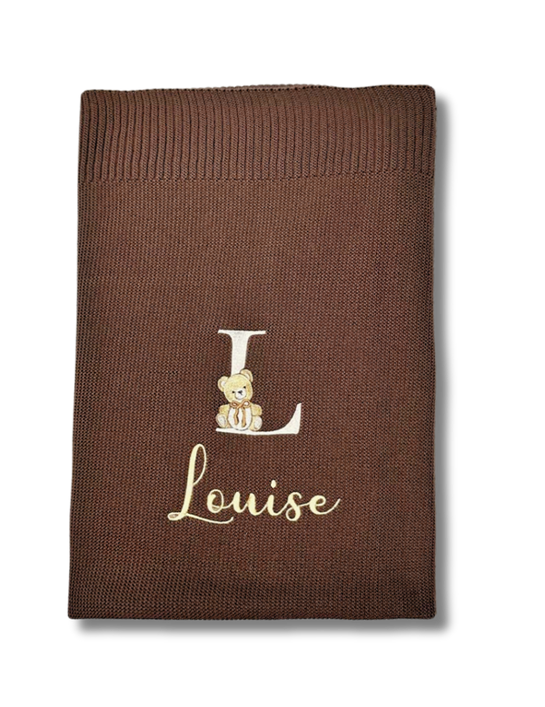 Couverture maille personnalisée - Brun