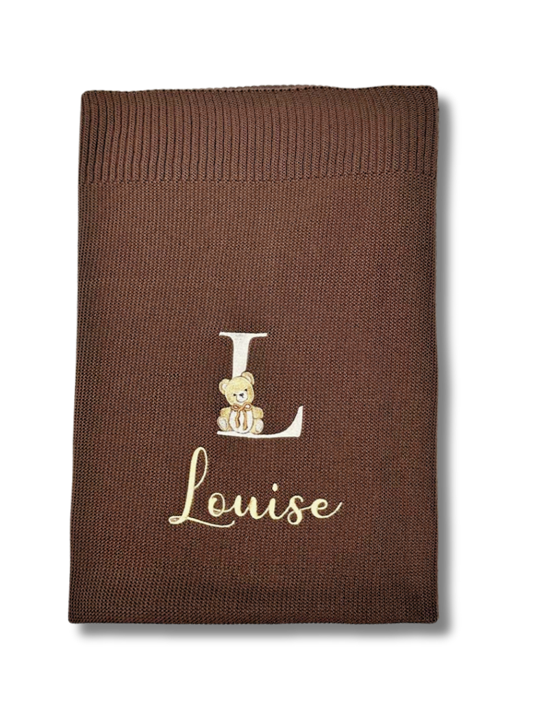 Couverture maille personnalisée - Brun