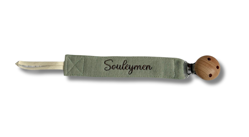 Attache tétine personnalisé - Vert sauge