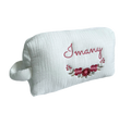 Trousse gaze de coton personnalisée 2  - Blanc brodé personnalisé au prénom de bébé — Edenelle Créatio
