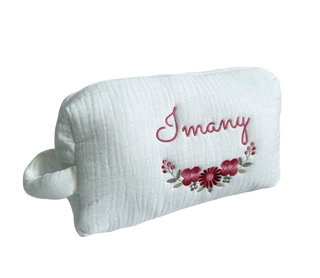 Trousse gaze de coton personnalisée 2  - Blanc