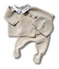 Tenue pull en maille personnalisée - Beige brodé personnalisé au prénom de bébé — Edenelle Création