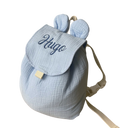Sac à dos personnalisé - Bleu brodé personnalisé au prénom de bébé — Edenelle Création