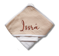 Cape de bain personnalisée - Gaze de coton beige clair brodé personnalisé au prénom de bébé — Edenell