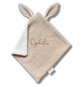 Doudou Douillette Beige et Ecru personnalisé brodé personnalisé au prénom de bébé — Edenelle Création