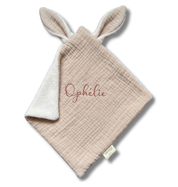 Doudou Douillette Beige et Ecru personnalisé