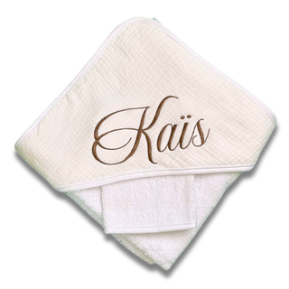 Cape de bain personnalisée - Gaze de coton ecru